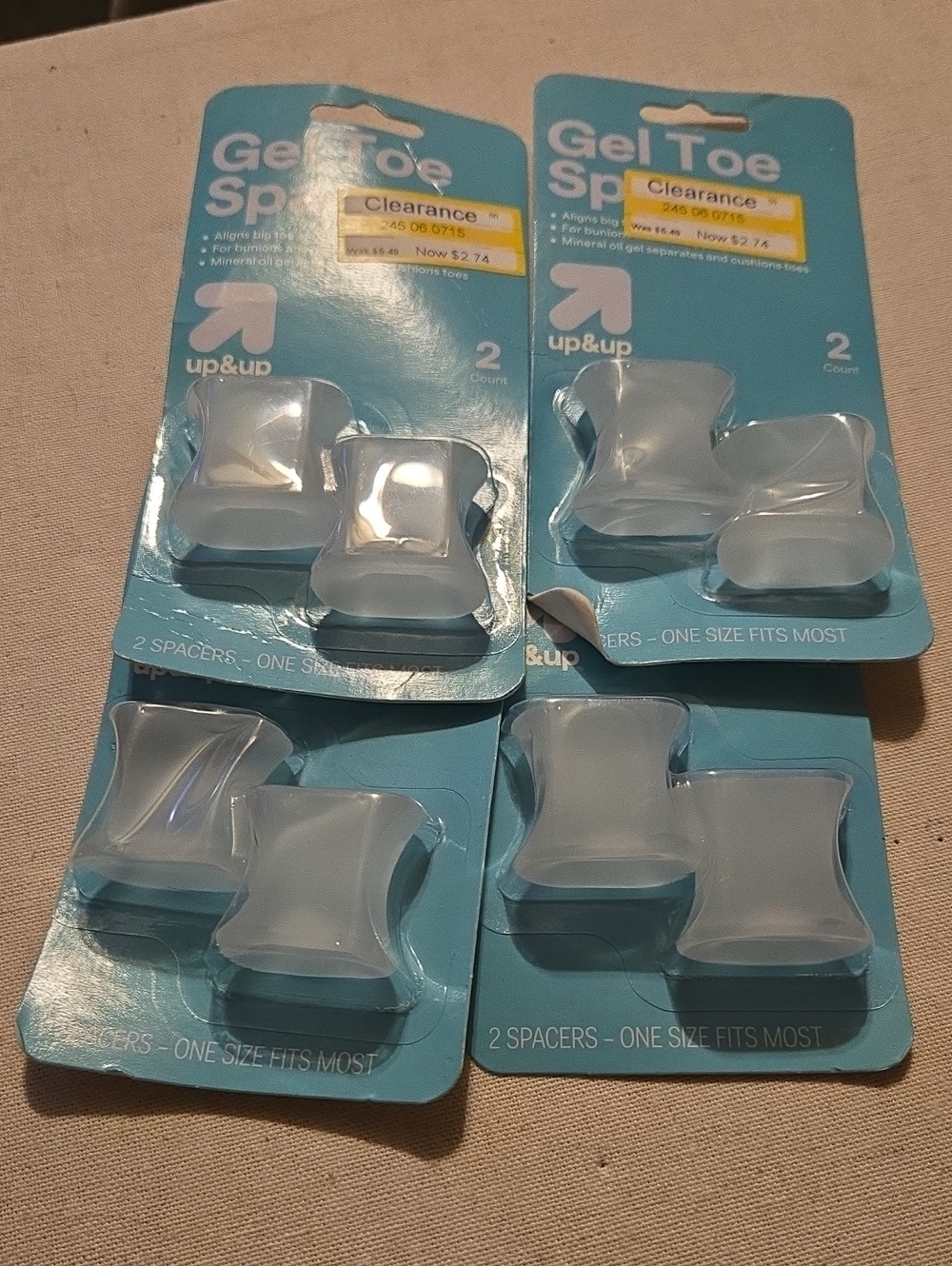 Clear Gel Toe Spacers - 4 Packs of 2 1104
